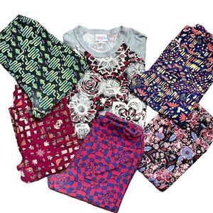 Mystery LuLaRoe Bundle‎ Leggings One Size Shirt Large Multi Color Butter Soft